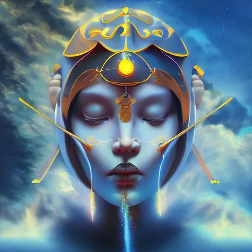 Prompt: binaural beats for higher self. centralised and accurate, arcane, trending on artstation, hyper-realistic painting.