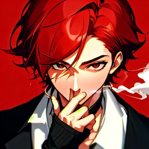 Prompt:  (male, short red hair) Smoking, thug, 8k, UHD, Highly detailed