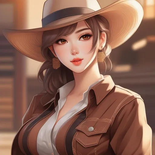 Prompt: anime waifu girl exuding charm and confidence, accentuating her wide hips and alluring thick thighs while adorned in stylish Western clothing. Infuse her with a sense of modernity and femininity as she rocks the Western attire, capturing the perfect blend of cultural inspiration and captivating allure in your illustration, busty, lots of skin showing