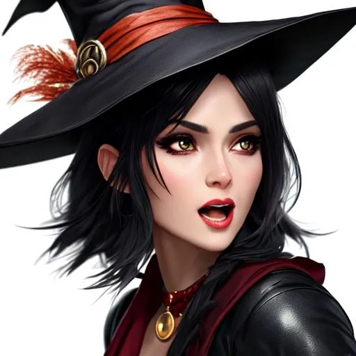 Prompt: head shot, detailed painting, skinny, ugly witch, yelling, salmon skin, black hair, outdoor, fish, HDR, UHD, 64K, highly detailed, studio lighting, Professional, trending on
artstation, black cat. potion