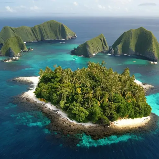 Prompt: green and gold island