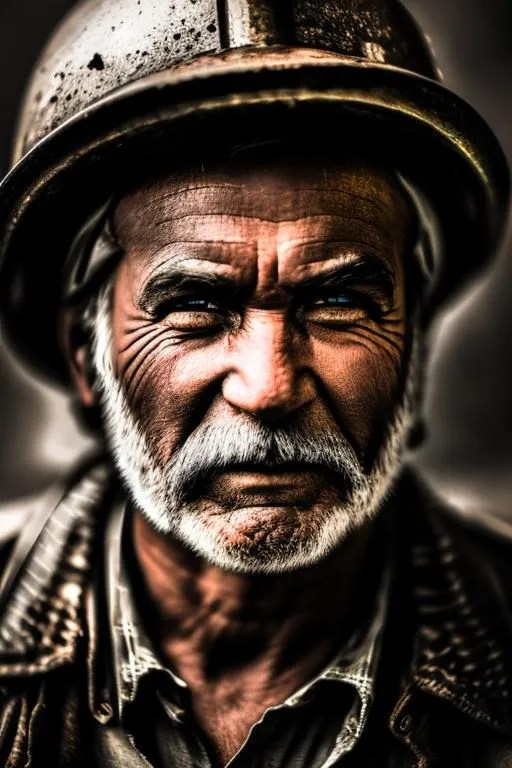 Prompt: a portrait of an old coal miner in 19th century, beautiful painting with highly detailed face by greg rutkowski and magali villanueve