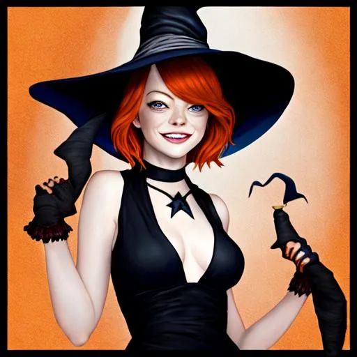 Prompt: emma stone as a witch
