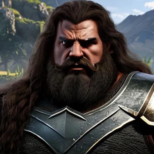 Prompt: A realistic Buff gimli from lord of the rings,Unreal engine,4k HD