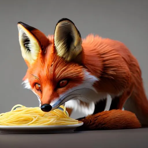 Prompt: Fox eating spaghetti 