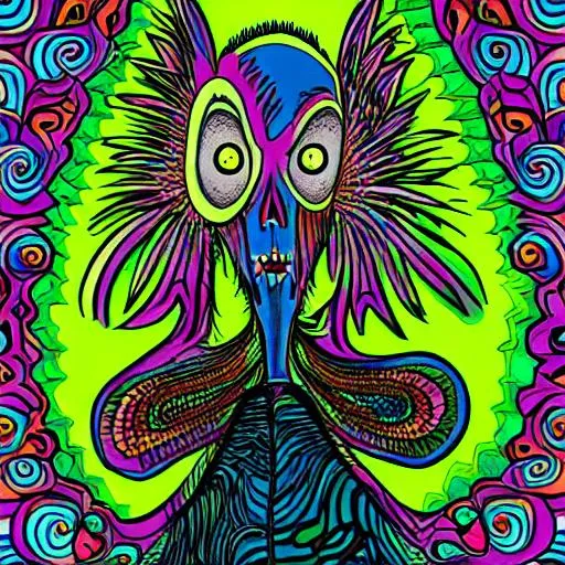 Illustration Psychedelic Art In The Style Of Tim Bur 