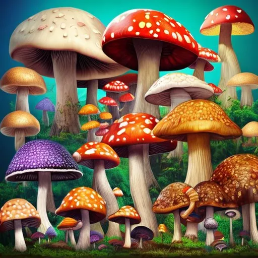 Prompt: Colorfull, big mushroom, forest, giant mushroom, elephant,