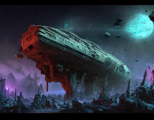 Prompt: space ship wreck dead city Ancient ,lasers zombies star trek