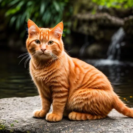 Prompt: Ginger cat photorealistic made out of water