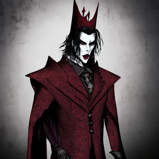 Prompt: Vampire king wearing three piece suit