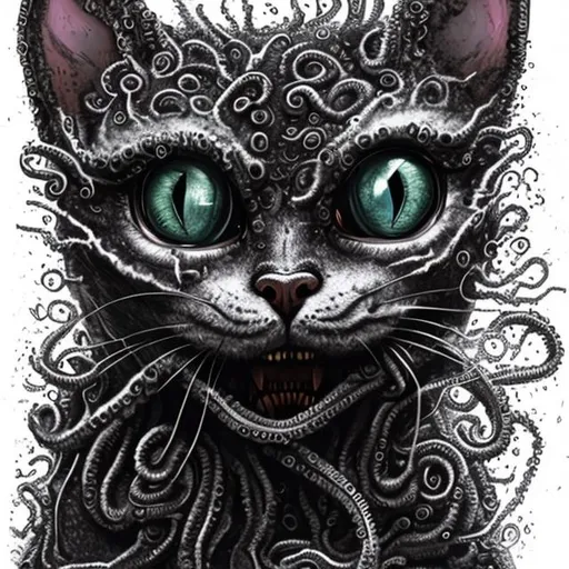 Prompt: Hyper realistic lovecraftian horror cat