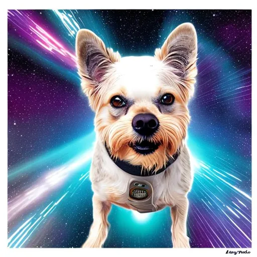 Prompt: intergalactic lightspeed dog