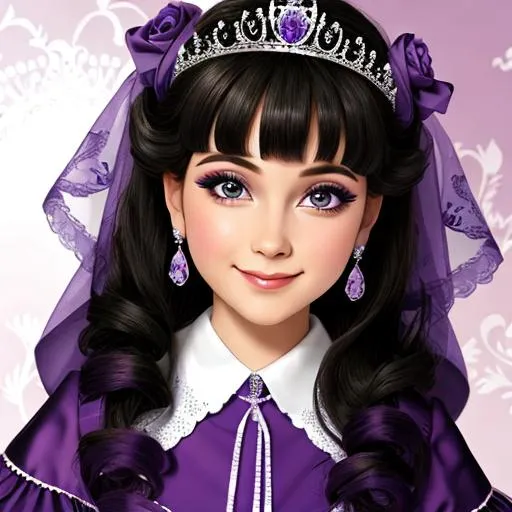 Prompt:  princess wearing purple, facial closeup