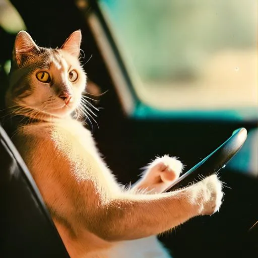 Prompt: my cat is a beast driving in an insane car