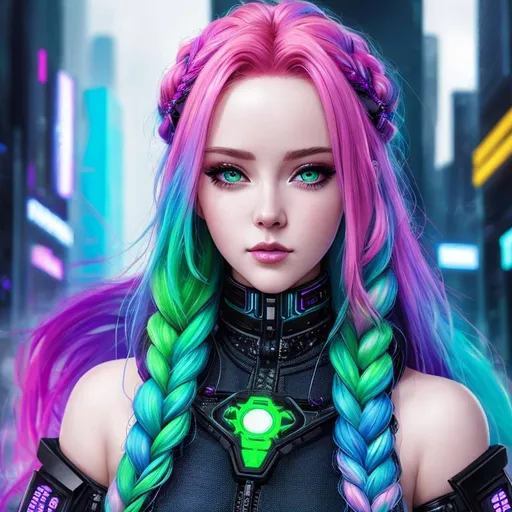 Prompt: "A hyper realistic detailed character poster ((portrait)) image of a ((beautiful woman)), with intricate ((cyberpunk clothes)) with braided ((ginger ombre green hair)), highly detailed, digital painting, Trending on artstation, HD quality, ((by Prywinko)), ((sexy))"

heavenly beauty, 8k, 50mm, f/1. 4, high detail, sharp focus, cowboy shot, perfect anatomy, sunshine on her face, sunset, window side, highly detailed, detailed and high quality background, oil painting, digital painting, Trending on artstation , UHD, 128K, quality, Big Eyes, artgerm, highest quality stylized character concept masterpiece, award winning digital 3d, hyper-realistic, intricate, 128K, UHD, HDR, image of a gorgeous, beautiful, dirty, highly detailed face, hyper-realistic facial features, cinematic 3D volumetric, illustration by Marc Simonetti, Carne Griffiths, Conrad Roset, 3D anime girl, Full HD render + immense detail + dramatic lighting + well lit + fine | ultra - detailed realism, full body art, lighting, high - quality, engraved | highly detailed |digital painting, artstation, concept art, smooth, sharp focus, Nostalgic, concept art,