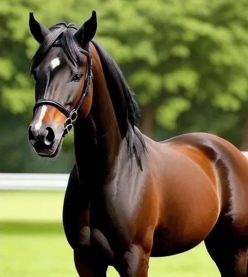 Prompt: a beautiful stuning black horse, good proportion, perfect symetrical