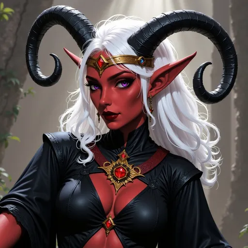 Prompt:  @p2CZMES7VK5y7B1QsEFp white hair, large crown, lots of jewelry, horns curved down, black clothes, dancing