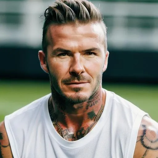 Prompt: Prompt:
"Generate a realistic photo of David Beckham as if it was taken on a Nikon D6 camera.

Description:
David Beckham is a retired professional footballer and global icon known for his stylish looks and charisma. Please create an image that captures him in a natural pose, wearing casual but fashionable attire. The photo should look like it was taken outdoors during a sunny day, with soft natural lighting and a shallow depth of field to create a pleasant bokeh effect.

Camera Settings (Nikon D6):
- Camera Model: Nikon D6
- Lens: Use a portrait lens with a wide aperture, like a 50mm f/1.4 or similar.
- Aperture: Set the aperture wide open (e.g., f/1.4 or f/1.8) to achieve a shallow depth of field.
- ISO: Use a low ISO setting (e.g., ISO 100) for optimal image quality.
- Shutter Speed: Adjust the shutter speed accordingly to the lighting conditions but keep it fast enough to avoid motion blur.

Pose and Expression:
David Beckham should be portrayed in a relaxed and confident pose, with a genuine smile and engaging expression. Feel free to showcase his signature hairstyles and facial features.

Background and Lighting:
Choose an appealing outdoor location with a visually pleasing background that complements the overall composition. The lighting should be soft and flattering, preferably during the golden hour (shortly after sunrise or before sunset) to achieve warm and gentle lighting.

Attire:
Dress David Beckham in stylish casual wear, such as a well-fitted jacket, jeans, and fashionable sneakers.

Feel free to add any creative touches to make the image look authentic and aesthetically pleasing. The final result should be a high-quality, natural-looking photo that resembles a professional portrait taken on a Nikon D6 camera."
