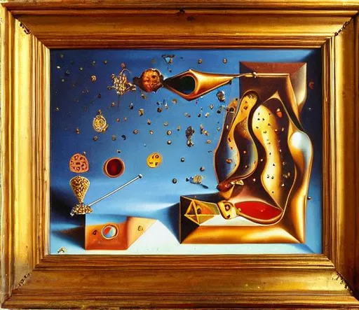Prompt: jewels falling from a crucible salvator dali style painting