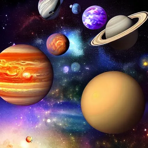 Prompt: outerspace with stars and planets realistic