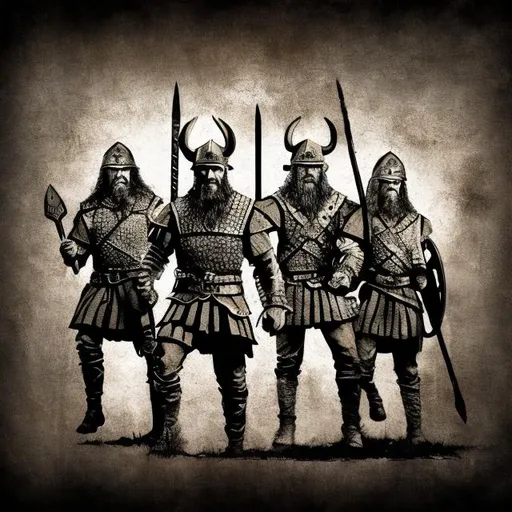 Prompt: Multiple vikings in a battlefield stencil 