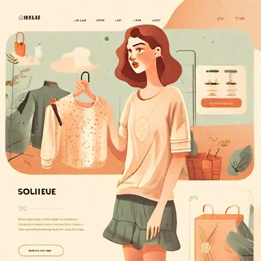 Prompt:  Illustrative online Shop  page Animated with clear eage