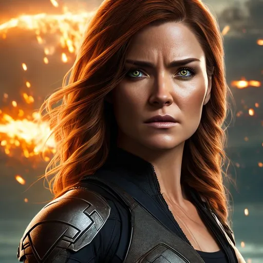 Prompt: High resolution hyperrealistic dynamic image of hope summers merged with x-23, symmetrical detailed photorealistic face, highly detailed, cinematic, uhd, hdr, 64k