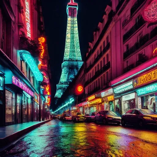 Prompt: psychedelic paris in the rain

