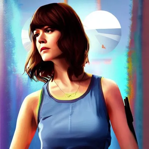 Prompt: Mary Elizabeth winstead in gta v, cover art by stephen bliss, artstation, no text