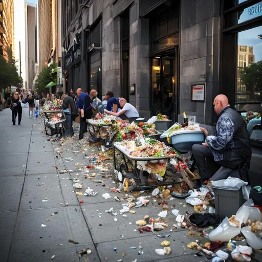 Prompt: People eating trash fancy 