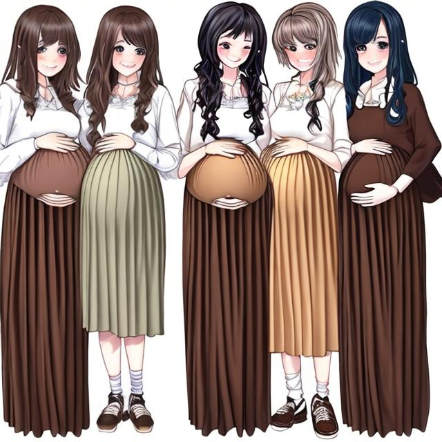 Multiple Anime Girls Are All Pregnant And Wearing Br Openart 9279