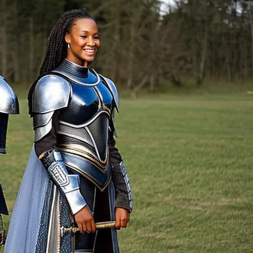 Prompt: black African female knight and European white male knight
