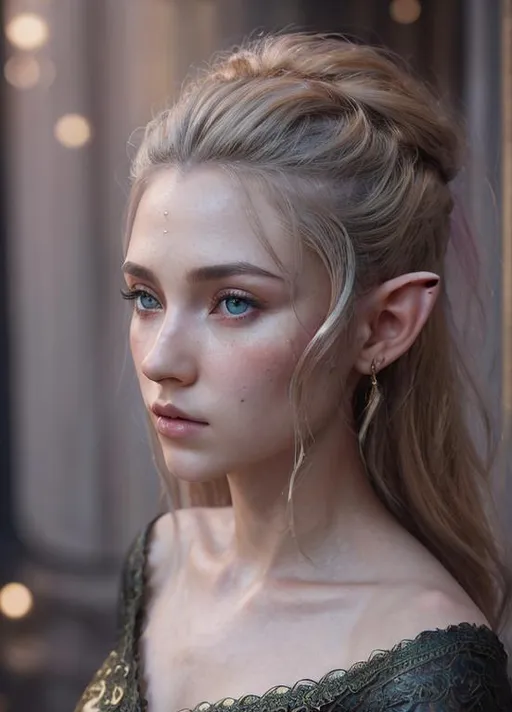 Prompt: beautiful female elf, perfect face, oil painting, UHD, hd , 8k eyes, detailed face, big anime dreamy eyes, 8k eyes, intricate details, insanely detailed, masterpiece, cinematic lighting, 8k, complementary colors, golden ratio, octane render, volumetric lighting, unreal 5, artwork, concept art, cover, top model, light on hair colorful glamourous hyperdetailed medieval city background, intricate hyperdetailed breathtaking colorful glamorous scenic view landscape, ultra-fine details, hyper-focused, deep colors, dramatic lighting, ambient lighting god rays, flowers, garden | by sakimi chan, artgerm, wlop, pixiv, tumblr, instagram, deviantart