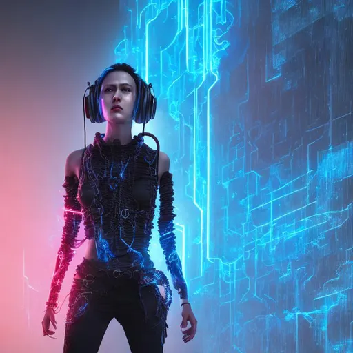 Prompt: THORchain,thunder electric, blue sky, octane rendering. Full length high quality 3 d render neo - cyberpunk hooded gender neutral Ninja! half cyborg with headphones, Red wires with electricity, highly detailed, unreal engine cinematic smooth, hannah yata charlie immer, neon purple light, low angle, uhd 8 k, sharp focus