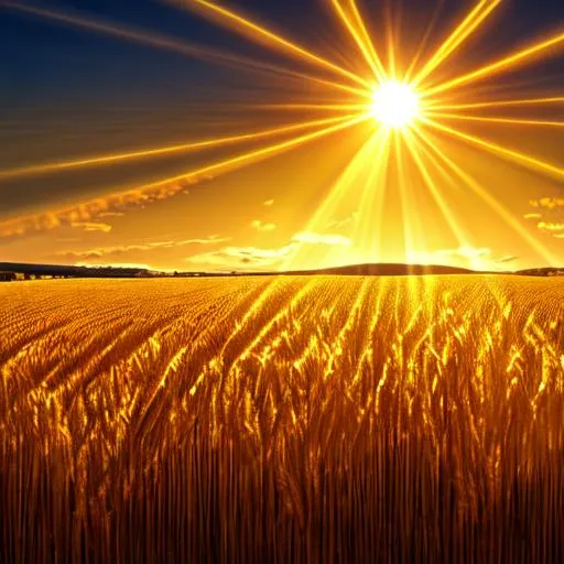 Prompt: golden wheat field, evening, dreamcore, beautiful sunset with sunrays