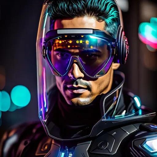 Prompt: an augmented male with a transparent suit with visible skin, with futuristic glasses,
portrait, Long shot, wide angle, 24mm lens, implants, high details, realistic , dark lighting, professionally colour graded, photorealism, 8k