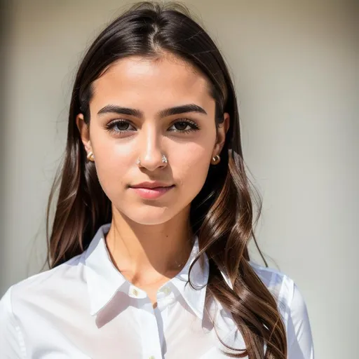 Photo Realistic Of Girl Wear White Shirt Full Body Openart