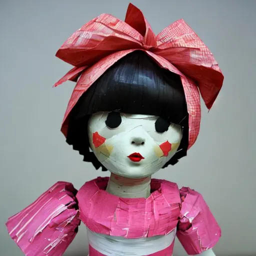 Prompt: Paper Mache Doll