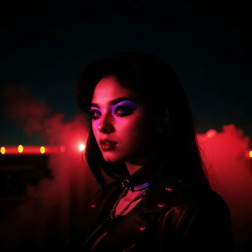 Prompt: beautiful female demon, hell, demonic, vaporwave, retro, neon, aesthetic, liminal, high quality, high definition, beautiful, dramatic lighting