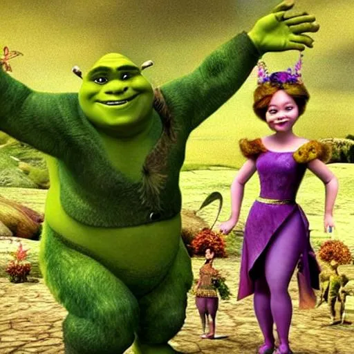 Prompt: Shrek is a fairy god mother