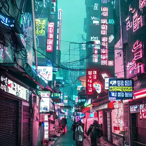 Prompt: A cyberpunk version of Seoul, South Korea