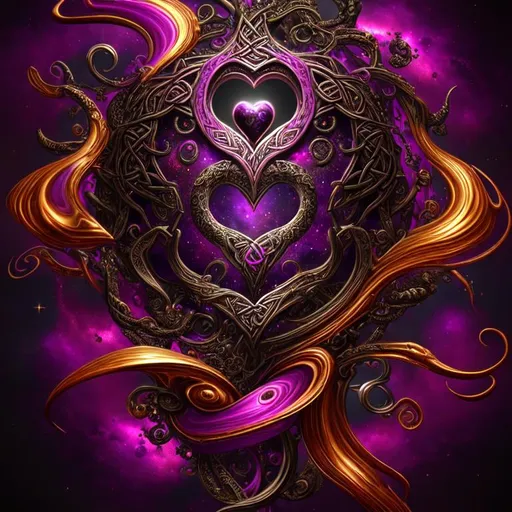 Prompt: beautiful freeform dark chaos epic bold, 3D, HD, {one}({liquid metal {Celtic}Heart} with {purple gold pink green red silver blood}ink), expansive cosmos background,
hyper realistic, super detailed, 64k, high quality, sharp focus, studio photo, intricate details, highly detailed,  --s98500