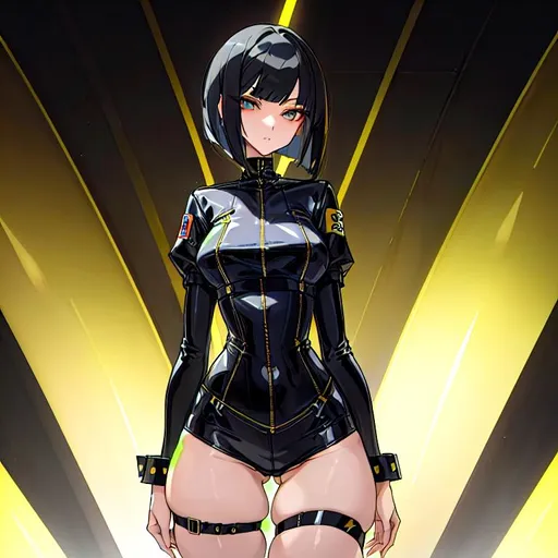 Prompt: a lonely AI girl, very tall, thick thighs, wide hips, huge glutes, long legs, slender arms, slender waist, big beautiful symmetrical eyes, intriguingly beautiful face, aloof expression, bob haircut with bangs, wearing Grunge Waster fashion clothes, wearing Grunge Waster fashion accessories, 12K resolution, hyper quality, hyper-detailed, 12K resolution, hyper-professional