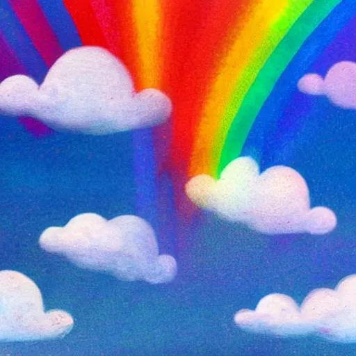 Prompt: rainbow clouds with unicorns