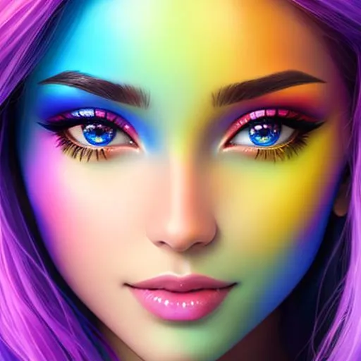 Prompt: fairy goddess, vibrant color.facial closeup