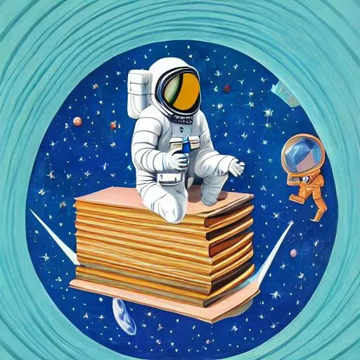 astronauts floating in space drawing