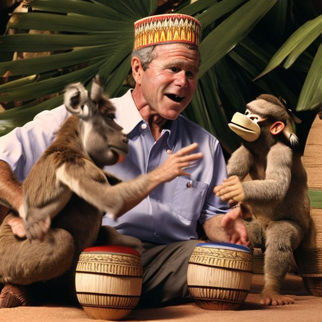 Bush playing bongo drums with donkey kong OpenArt