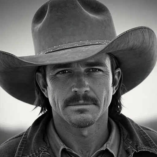 Prompt: cowboy portrait, black and white, high detail, photograph, focus, hyper realistic photograph, cinematic 4k epic detailed photograph shot on kodak detailed bokeh cinematic 