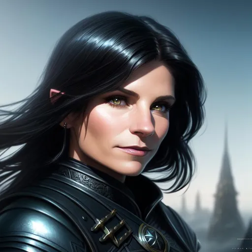 Prompt: portrait of a fantasy halfling girl, black cloak, long black hair, Model: Katee Sackhoff, a feminine hero in tight leather armor in a dark fantasy theme, fantasy world skyline, photo realistic, hyperrealism, artstation, HD, 4K, dynamic lighting, hyperdetailed very hard colorful pencil strokes lineart, hyperdetailed dynamic action light effect in the air, colorful glowing glamour sunshine, windy, studio lighting, cinematic light, hyperdetailed light reflection, intricate iridescent glowing glamour colorful light reflection, hyper detailed strong shading, glamorous sky, impressionist painting, key visual, precise lineart, cinematic, masterfully crafted, 8k resolution, beautiful, stunning, ultra detailed, expressive, hypermaximalist, colorful, rich deep color, brush strokes, pencil strokes, UHD, HDR, UHD render, high quality 3D anime art, 3D render cinema 4D, digital painting, perfect composition, 16k upscaled image, illustration, key visual, precise lineart, cinematic, masterfully crafted, 8k resolution, beautiful, stunning, ultra detailed, expressive, hypermaximalist, colorful, rich deep color, brush strokes, pencil strokes, UHD, HDR, UHD render, high quality 3D anime art, 3D render cinema 4D, digital painting, perfect composition, 16k upscaled image, illustration, impressionist painting, hyper detailed full body leather clothes, ultra realistic hyperdetailed soft watercolor clothes wrinkle shading, stray hairs, intricate hyperdetailed energetic blue eyes, intricate hyperdetailed beautiful gloss lips, intricate hyperdetailed face, complex, hyperdetailed quality 3D anime, 