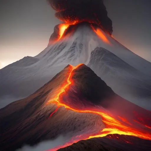 Prompt: mt snowdon,  snowdonia national park,, wales,, violent explosive volcanic  eruption at dawn, pryoclastic flows, insanely detailed, insanely realistic, insane details,  and art by  unreal engine 5, Detailed Render eyecandy Breathtaking 8k Greg Rutkowski Artgerm WLOP Alphonse Mucha dynamic lighting hyperdetailed intricately detailed Splash art Artstation triadic colors volumetric lighting, unreal engine 5, insane detail, ultra realistic, frostbite 3 engine, cryengine, 